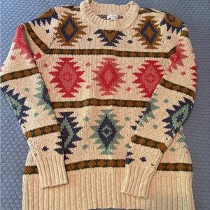 L.L. Bean Beige Multicolor Crewneck Sweater